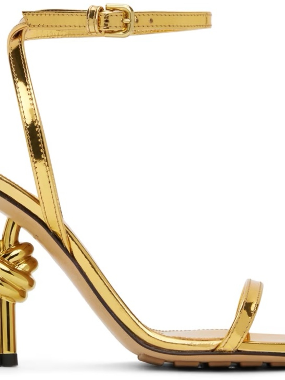 Bottega Veneta Gold Knot Heeled Sandals